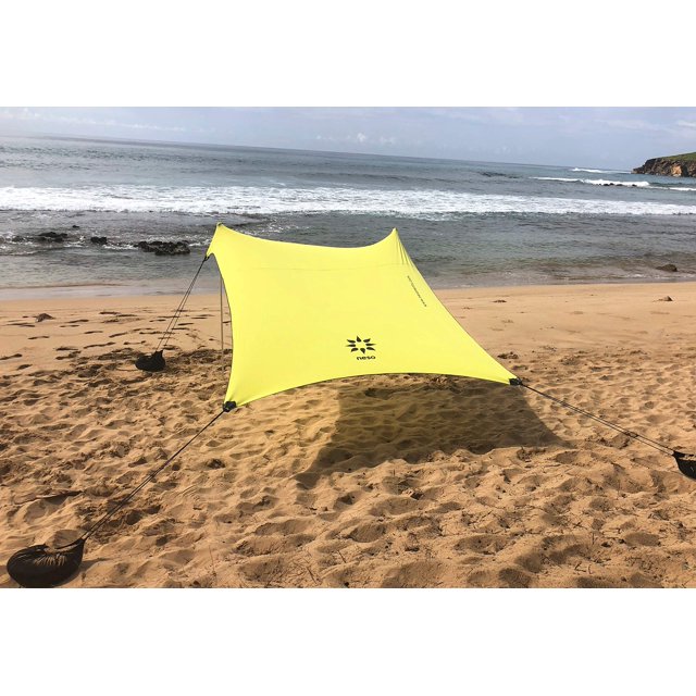 Carpa de playa Neso, 213 x 213 cm, con ancla de arena, UV50, color limón