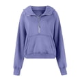 thumbnail image 4 of BDPORKAS Oversized Hoodies for Women Half Zip Fleece Sweatshirt Pullover Jacket with Thumb Holes, 4 of 7