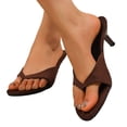 thumbnail image 1 of Sandales de Plage à Talon Aiguille pour Femmes 2025 Élégantes en Cuir, Petits Talons Hauts, Sandales à Enfiler pour Femmes Été, 1 of 6
