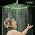 thumbnail image 4 of 12-inch LED Square Shower Head Rainfall Ultra thin Top Sprayer Brushed Nickel, 4 of 13