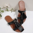 thumbnail image 4 of Bkhluea Women Fringe T-Strap Slide Sandals Slip On Comfortable Footwear For Beach Travel Daily Casual Outdoor Activities, 4 of 7