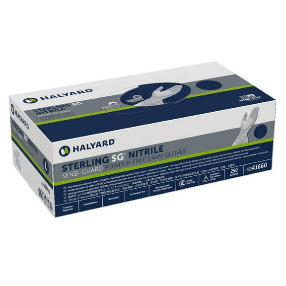 Halyard Sterling Sg Nitrile Powder-Free Exam Gloves, 3.7 Mil, 9.5", Gray, Large, 41660 (Case Of 2500)