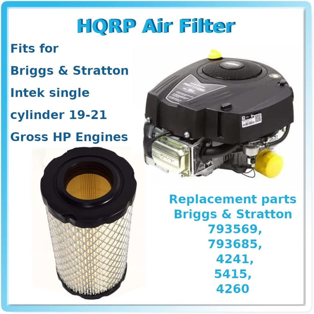 HQRP 2-Pack Air Filter Kit Works with Craftsman YT3000 YS4500 LT2000 42"" 46"", Toro LX426, MTD ZT-42, Husvarna Riding Mowers Lawn Tractors with 19 - 21HP B&S Intek Engines