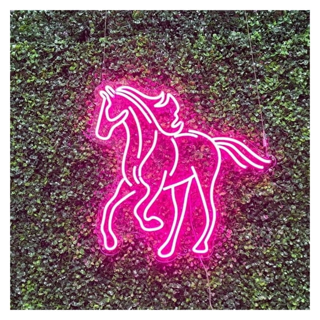 Letrero De Neón Con Caballos Al Galope, Ideal Para Decoración Tiendas Rústicas Brillo Ajustable 54cm