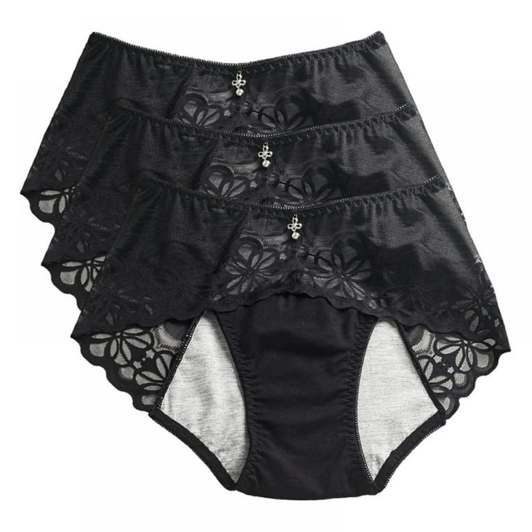 Valcatch 3 Pack Women's Menstrual Period Underwear Thin Lace Breathable Mid  Waist Leak Proof Panties 