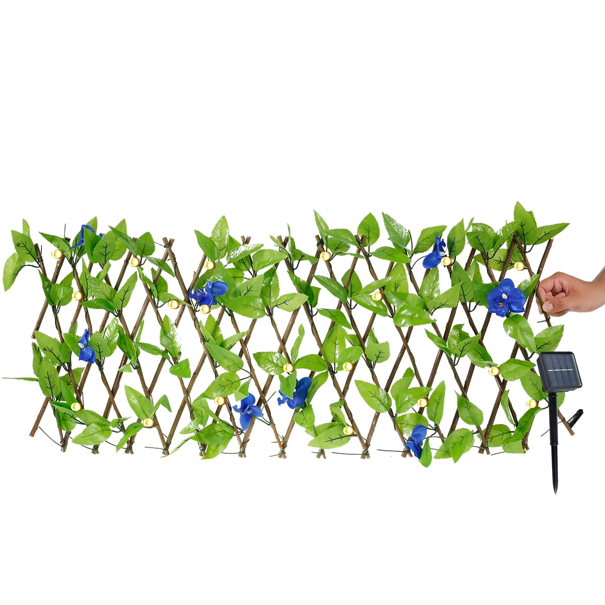 Sutowe Artificial Ivy Privacy Fence 40x180cm Leaves Fencing Panel with 8 Modes Solar Lights Faux