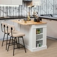 thumbnail image 4 of Gymax Large Kitchen Island Drop Leaf Breakfast Bar w/ Wood Top Shelves Drawers White, 4 of 10