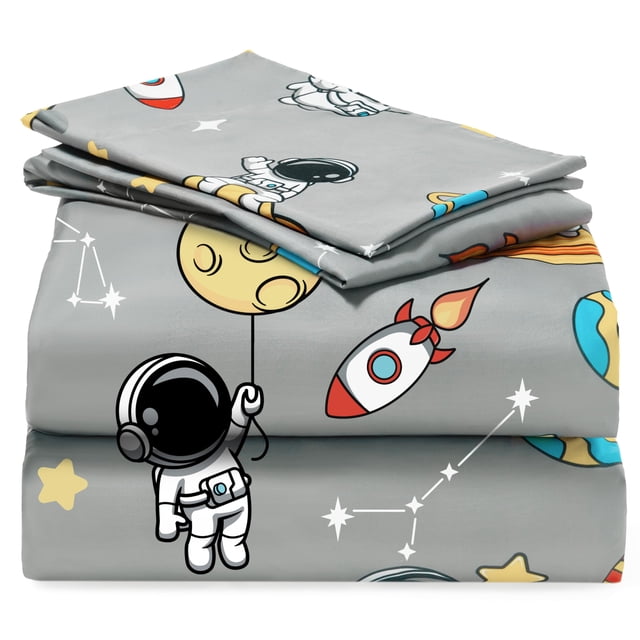 Juego de sábanas dobles para niños Joiedomi Astronaut de 3 piezas de microfibra suave