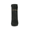 thumbnail image 2 of BLISSFUL STEP Women's Ankle Boots Faux Suede Chunky Heel Side Zipper Slouch Shaft Boots Black 6, 2 of 8