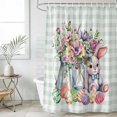 thumbnail image 4 of Spring Easter Bathroom Shower Curtains with 12 Hooks Waterproof Shower Curtain for Stalls and Bathtubs Colorful Cute Rabbits Eggs Flowers Green Plaid Decorative Bathroom Privacy Curtain 72x72 Inches, 4 of 9