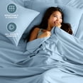 thumbnail image 3 of Bare Home Luxury Bed Sheet Set - Premium 1800 Collection - 6 Piece - Full, Light Blue, 3 of 9