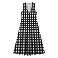 thumbnail image 7 of Makaor Linen Dress Women A Line Button Maxi Dresses Plus Size Sleeveless Dress Gingham V Neck Beach Vacation Clothes with Pockets Black L, 7 of 7