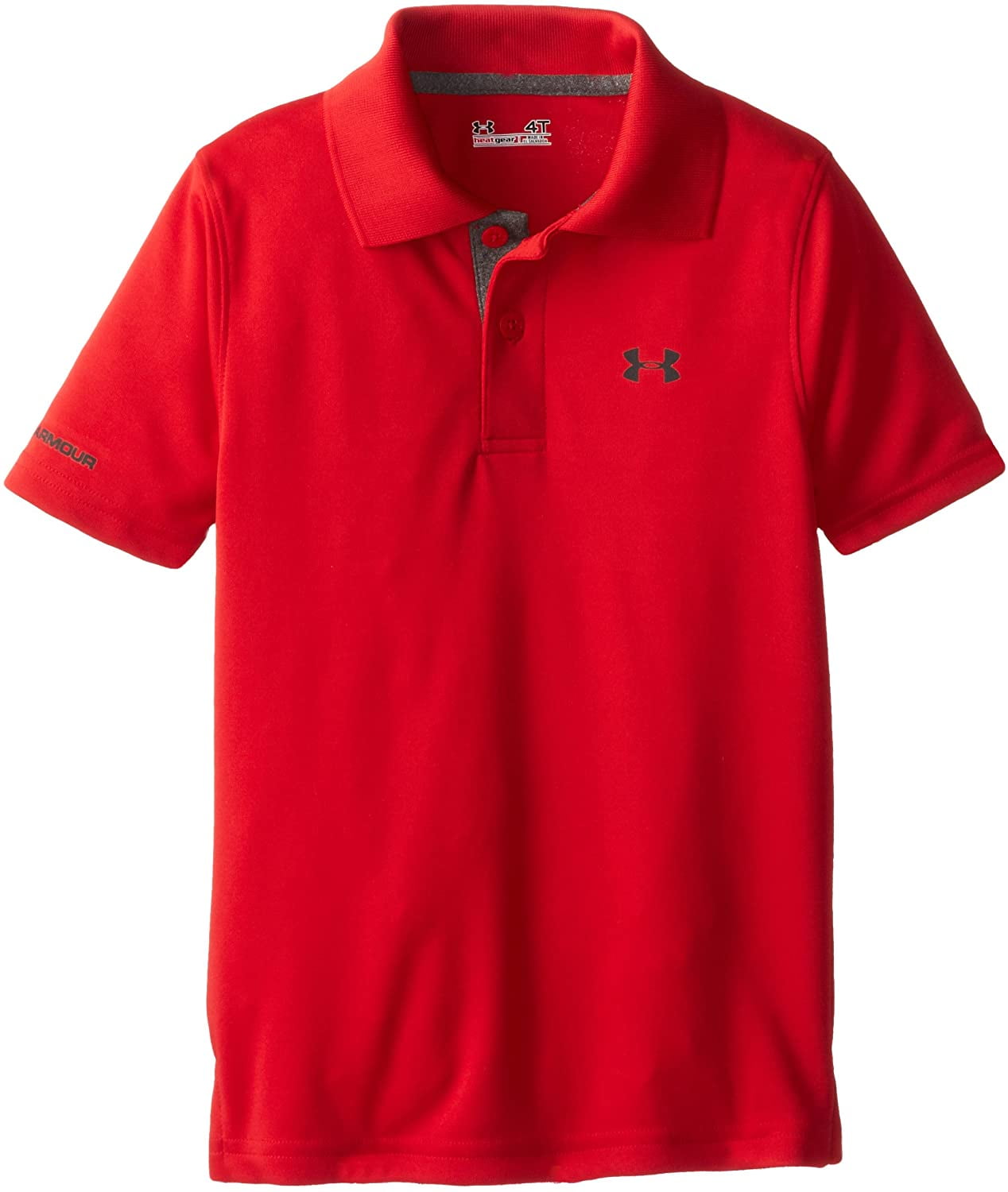 Ua Logo Short Sleeve Polo, Red, 2T 