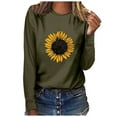 thumbnail image 2 of Dyfzdhu Womens Long Sleeve T Shirts Trendy Sunflower Graphic Tees Crew Neck Sweatshirt Tunic Tops Green, 2 of 3