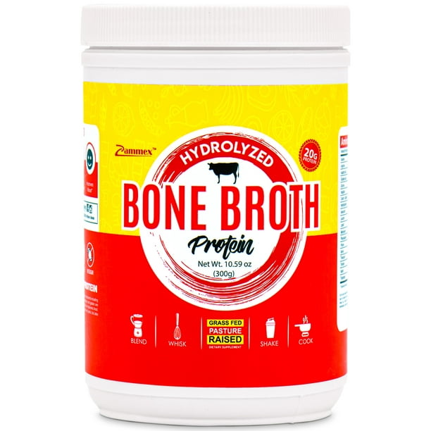 Zammex GrassFed Beef Bone Broth Protein Powder 10.59oz 20g Protein