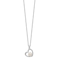 thumbnail image 2 of Sterling Silver Rhodium-plated 7-8mm White Button Freshwater Cultured Pearl Heart 17 inch Necklace QH5513, 2 of 3