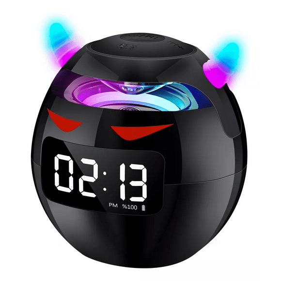 Altavoz Bluetooth Portátil Con Reloj Despertador Digital Negro
