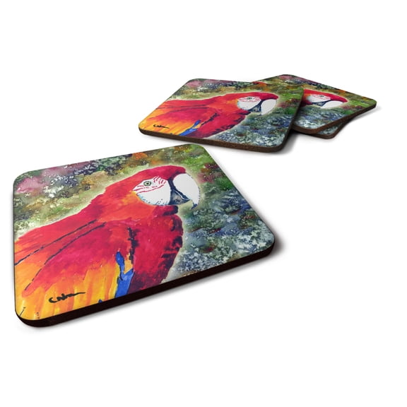 Carolines Treasures 8603FC Parrot  Parrot Head Foam Coaster Set of 4 3 1/2 x 3 1/2 multicolor