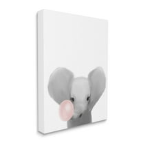 Stupell Industries Baby Elephant with Pink Bubble Gum Safari Animal Canvas Wall Art, 24 x 30, Design by Leah Straatsma