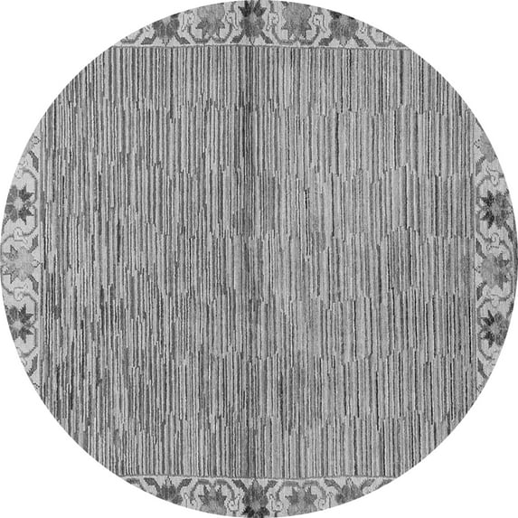 Ahgly Company Indoor Round Abstract Gray Modern Area Rugs, 8' Round