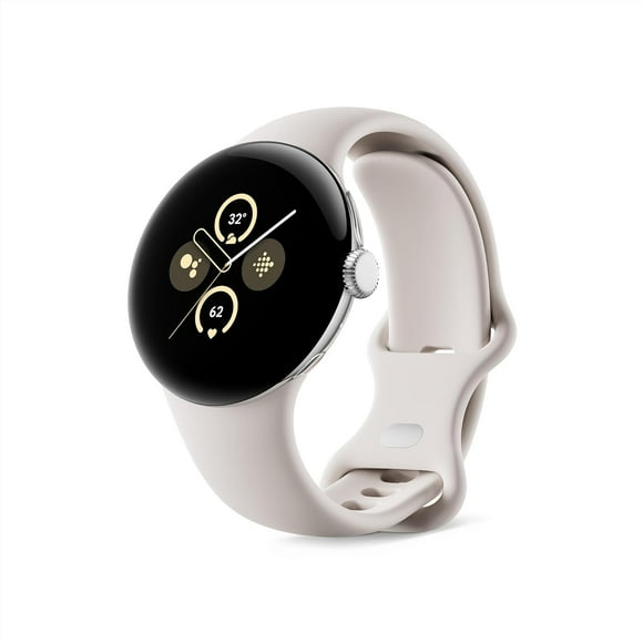 Google Pixel Watch 2 - Heart Rate Tracking, Stress Management, Safety Features - Android Smartwatch - Polished Silver Aluminum Case - Porcelain Active Band - LTE