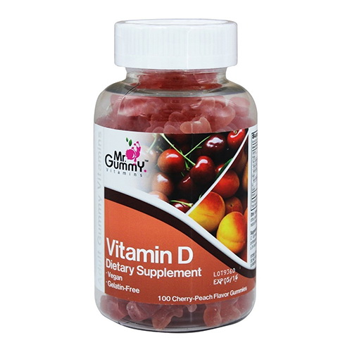 Mr. Gummy Vitamins Vitamin D Cherry Peach Flavor 800 IU Gummies, 100 Ea