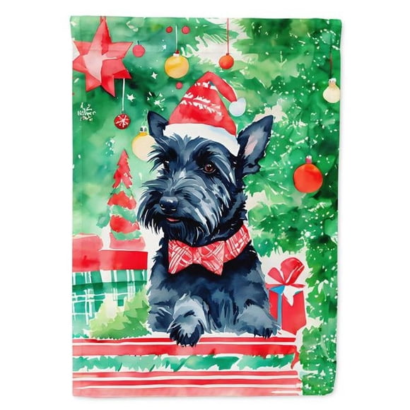 Carolines Treasures DAC3637CHF 40 x 28 in. Unisex Scottish Terrier Christmas Polyester House Flag