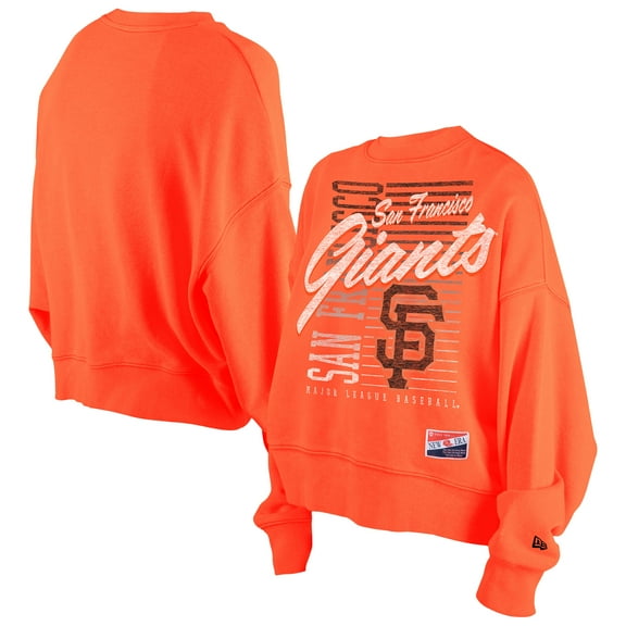 Women's New Era Orange San Francisco Giants Boxy Mineral Wash Dolmen Sleeve Cropped Sweatshirt