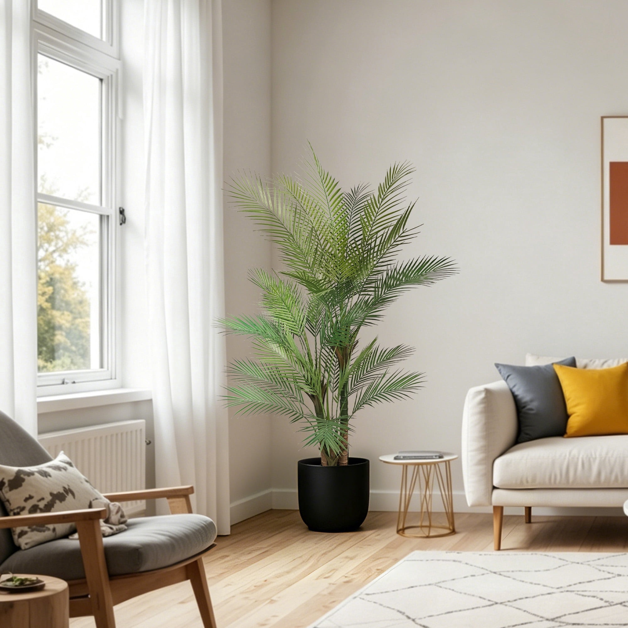 OLIVIVI Artificial Palm Tree 6FT Tall Faux Plant for Home Office Decor Indoor Outdoor Fake Lifelike Potted Plant with Wood Branches 1 pack Review