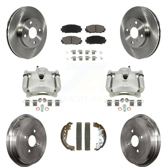 Transit Auto Front Rear Disc Brake Caliper Rotors Drums Ceramic Pads Kit (8Pc) for Car Toyota Yaris KC8-101297C