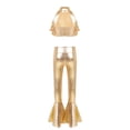 thumbnail image 3 of TSSOE Kids Girls 2 Piece Jazz Hip Hop Dance Clothes Shiny Sequin Backless Crop Tops with Flared Pants Ballroom Outfits Gold 16, 3 of 7