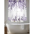 thumbnail image 5 of Purple Sheer Curtains 72 Inch Length 2 Panels for Living Room, Eucalyptus Leaves Voile Kitchen Curtain Set, Luxury Privacy Drapes Window Treatment for Bedroom, 5 of 7