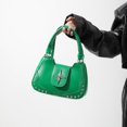 thumbnail image 2 of Bolso de mano con remaches de PU para mujer, bolso cruzado sólido con asa superior, bolso de hombro (verde), 2 of 6