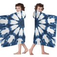 thumbnail image 4 of Blue Tie Dye Star Pattern Hooded Bath Towel，60"x35" for Ages 3 To 12 Kids, Quick Dry Lightweight Soft Microfiber Hood Beach Towel Cover Up for Kids, 4 of 7