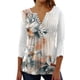 thumbnail image 1 of Gibobby Blusa Sexy Cuello en V Camiseta manga corta con cuello en V y estampado floral informal para mujer(Blanco,XL), 1 of 5