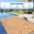 thumbnail image 6 of Hasoo 8' x 10' Orange/White Outdoor Rug for Patio Decor Waterproof Plastic Straw Modern Geometric Carpet PP Tube Woven Portable Camping Mat for Picnic Balcony, 6 of 7