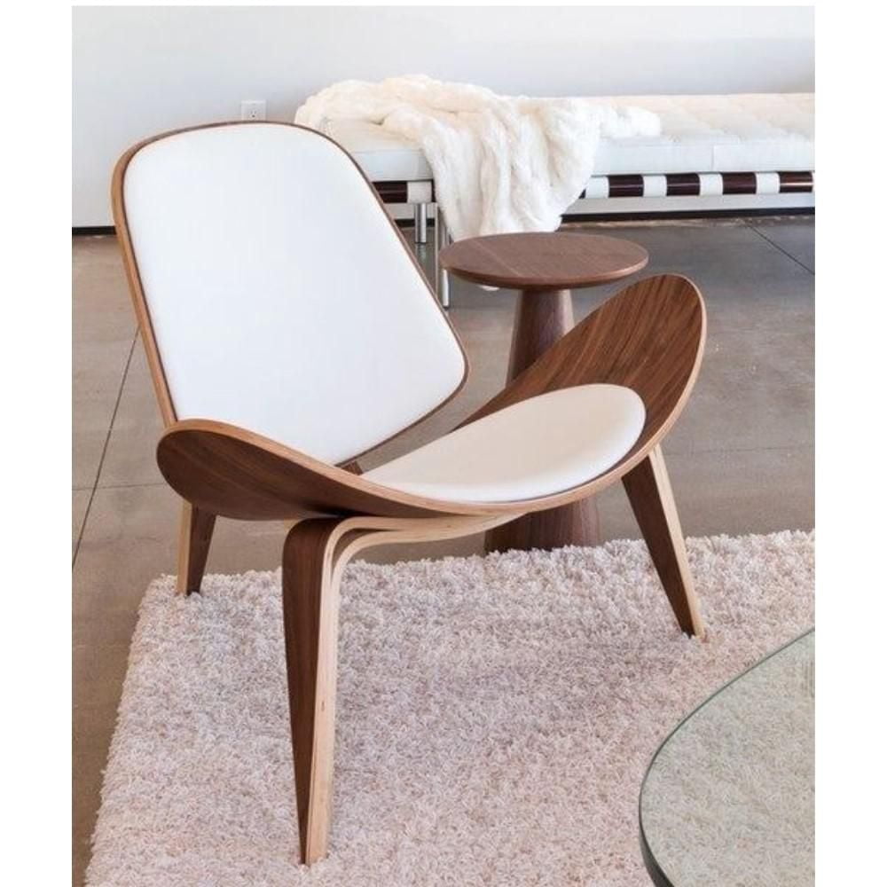 Plata Décor Import White lounge chair- SHELL