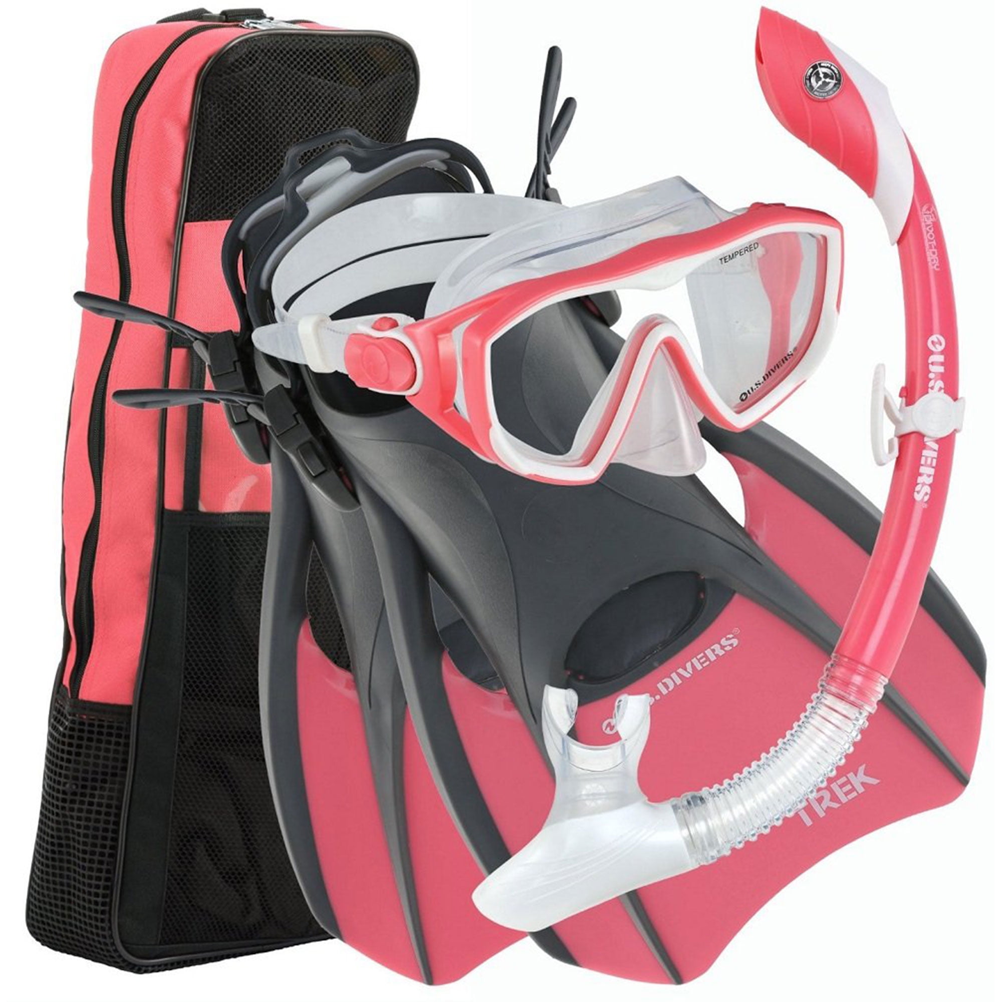 U.S. Divers Diva Women Snorkel Set w/ Mask, Fins, Snorkel and, Gear Bag
