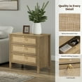 thumbnail image 6 of Surmoby 26.78" Wide Storage Boho Nightstand Set of 2 with 3 Drawers - Oversized Coastal Bedside Tables for Bedroom, Enterway & Living Room, Gold Handle Farmhouse Night Stands, ,Cherry Oak, 6 of 11