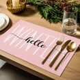 thumbnail image 4 of Christmas Placemats Set of 4, Hello Winter Place Mats Pink Christmas Placemat Table Decoration for Kitchen Table Dinner Xmas Holiday Party Home Decor Indoor Outdoor 13x19 Inch, 4 of 9
