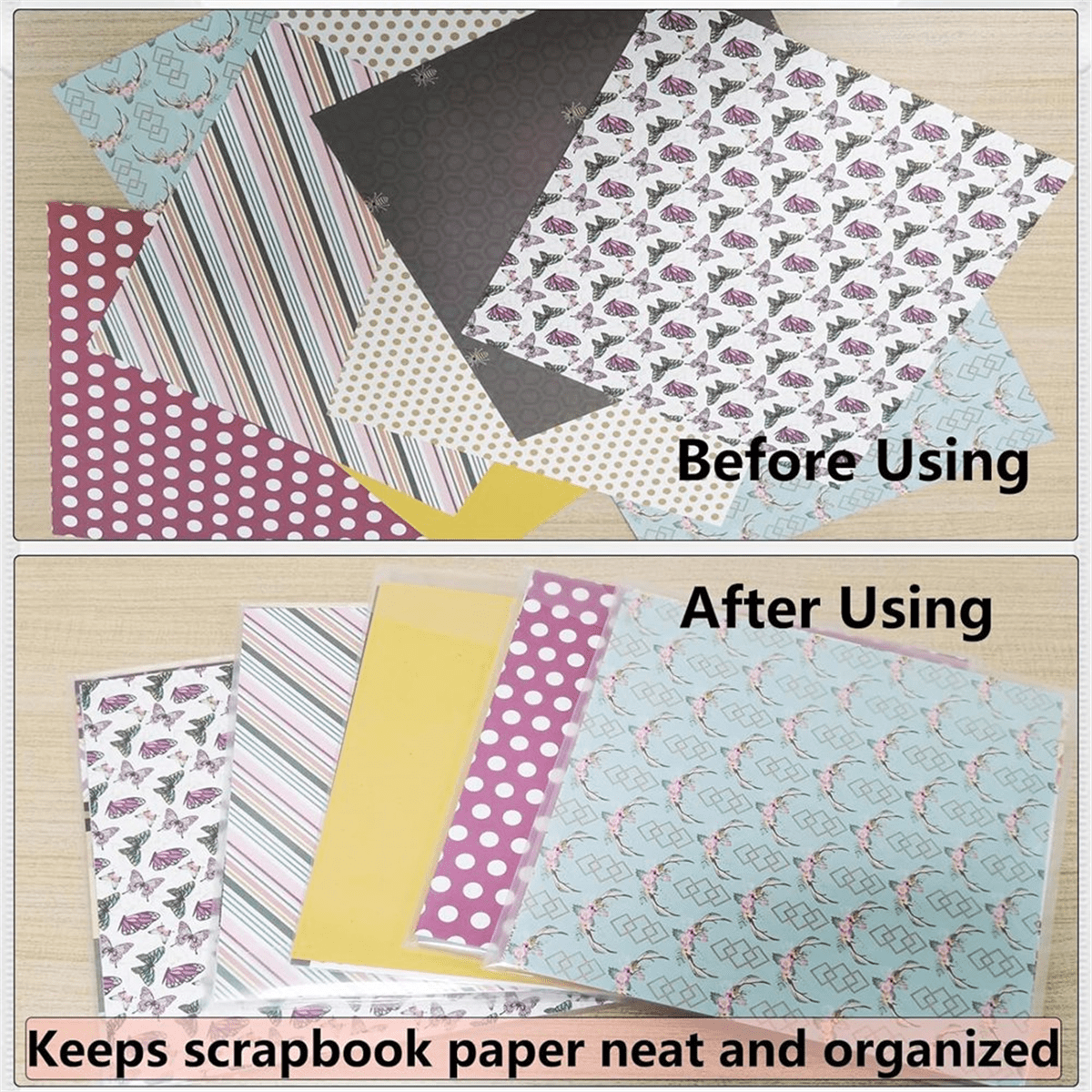 32pcs Transparent Scrapbook Organizer Envelopes Storage Pockets Sleeves for Storing 12x12inch with 60 Pcs Label Stickers