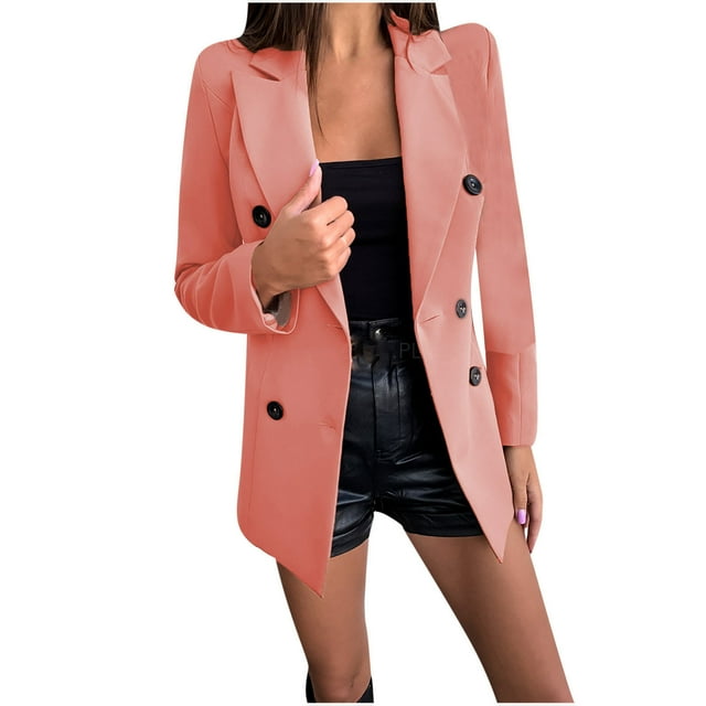 IROINID Women's Blazer Jacket Long Sleeve Solid Color Notch Lapel Outwear, Comfy Thin Button Blouse Shirt Spring Models Small Suit