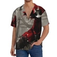 thumbnail image 3 of Haiem Dark Red Hooded Girl Men's Casual Shirts Short Sleeve Button Down Shirts Fashion Textured Summer Beach Shirt-X-Large, 3 of 7