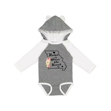 

Inktastic Missouri Home is Where the Heart is with Watercolor Floral Gift Baby Boy or Baby Girl Long Sleeve Bodysuit