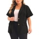 thumbnail image 1 of Blazers de mujer de tallas grandes Agnes Orinda, casuales, de manga corta, con solapa, chaqueta de traje para el trabajo, 4X, negra, 1 of 5