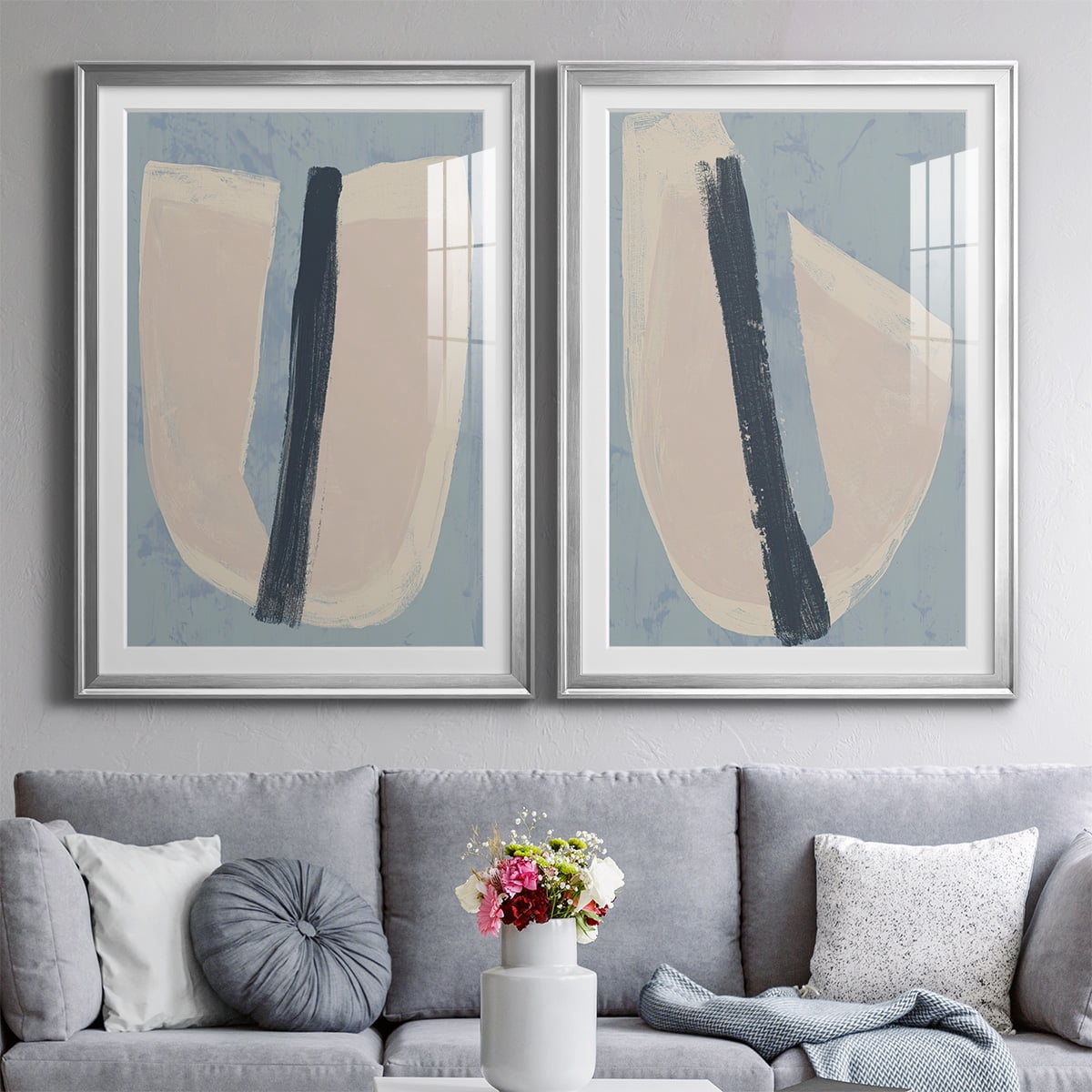 Wexford Home Paper Slice I Premium Framed Print, 26.5" x 36.5" - Ready to Hang, Silver (Set of 2)