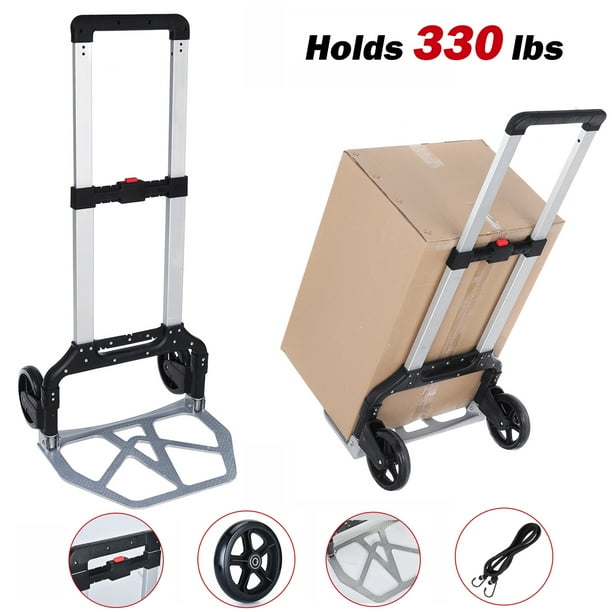Folding Hand Truck Heavy Duty, 330Lb. Load Capacity Portable Aluminum