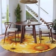 thumbnail image 4 of Sunflower 6ft Round Rugs, Yellow Floral Elegant Pastoral Flowers Rustic Washable Non-Slip Area Rugs for Living Room Bedroom Kitchen, Soft Low Pile Dining Room Kicthen Circle Carpet, Indoor Floor Rug, 4 of 9