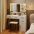 thumbnail image 1 of Costway Modern Vanity Desk Set with Charging Station,Hair Dryer Holder & 3-Color LED Mirror, 1 of 10