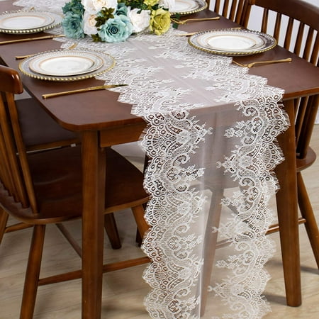 2 Pack Lace Table Runner 17x120 Inch, Vintage Lace Table Runners